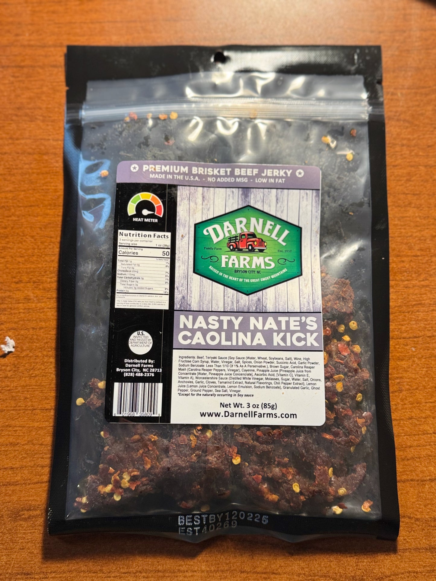 Nasty Nate's Carolina Kick Premium Brisket Beef Jerky